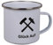 Emaille Tasse Becher Schlägel und Eisen Glück Auf Bergbau Bergmann Kaffee Tee Vintage