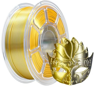 iBOSS Silk PLA Filament 1.75 mm zweifarbiges 3D-Drucker filament,glänzendes PLA Filament,Dual Color 1kg Spule (2,2 lbs),Seide Gold-Silber
