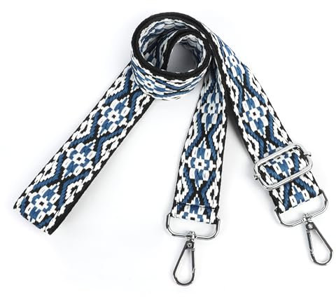 Moorle Schultergurt für Tasche, Taschengurte zum Wechseln, Schwarz Weiß Blau Breit 3.8cm Verstellbar Taschengurt mit Silber Karabiner, Taschenriemen für Handtaschen Schulterriemen Damen