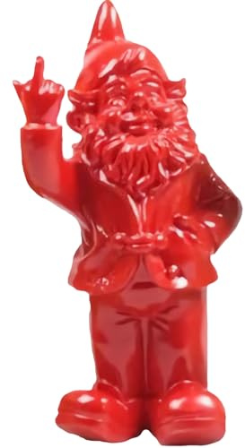 Pommerntraum ®| Gartenzwerg Zwergenfigur Zwerg GartenDeko Campingdeko Figur | WohnDeko Dekorationsfigur Popart Außendeko Sammlerfigur Gnom Troll Wichtel Kabouter Terrassendeko Gartenschmuck (rot - 32 cm)