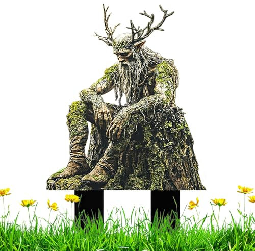 CUVZORA Gartenfiguren für Draußen Wetterfest, Garten-Dekostecker Waldgeist, 2D Harz Gartendeko Figuren, Elfen Gartenfiguren, Teich Deko Geschenk, für Hof Rasen (A)