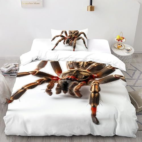 COVDKIDF Spinne Bettwäsche-Sets 2-teilig Mit Kissenbezügen Wilde Tiere Betten Set Für Jugendliche Kinder Schlafzimmer Single（135x200cm）
