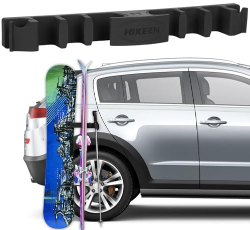 BOOSTEADY Magnetische Ski- und Snowboardhalterung für Auto, Schwarz, Universal-Fit, 4 Paar Ski + 2 Stöcke oder 2 Snowboards + 2 Stöcke, Magnetisch, Kunststoff