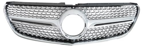 Callume Diamant Kühlergrill Kompatibel mit Mercedes V-Klasse W447 2014-2019 | Silberne Optik für einen modernen Auftritt, ideal zur optischen Aufwertung und zum Austausch des vorhandenen Frontgrills.