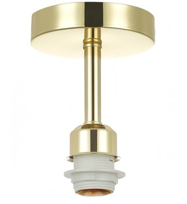 HQTS Ceiling Light Fitting, Vintage Pendant Light Fitting with E27 Screw Bulb Holder Suitable for Lamp Shades (Golden)