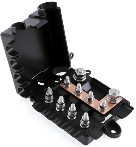 RKURCK Automotive Fuse Box Fuse Holder Power Distribution Block for Passenger Cars Commercial Trucks 12V/36V Systems fit for 4 midi and 1 mega fuse
