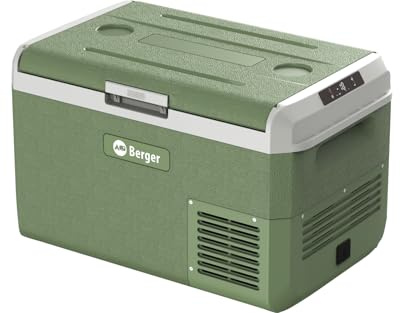 BERGER EPL Kompressor Kühlbox Elektrisch - Kühlbox Auto 12V/24V/230V mit Tiefkühlfunktion bis -20°C, tragbare Campingkühlbox mit Display & Batterieschutz für Auto, Wohnmobil, LKW & Reisen