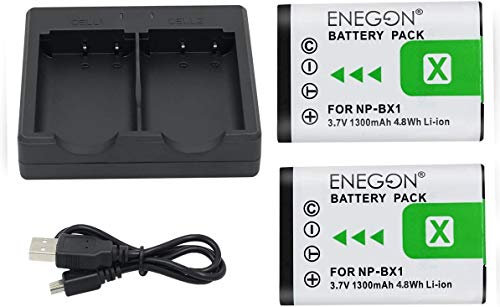 NP-BX1 ENEGON Ersatzbatterie (2er Pack) und Rapid Dual Charger für Sony NP-BX1, NP-BX1/M8 und Sony Cyber-Shot DSC-RX100, DSC-RX100 II, DSC-RX100M II, HDR-CX405