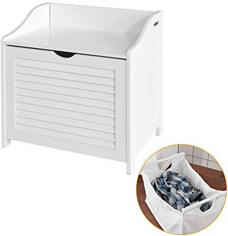SoBuy FSR40-W,Cesto para la Colada,Canasto para la Ropa Sucia con un Saco,Blanco,ES