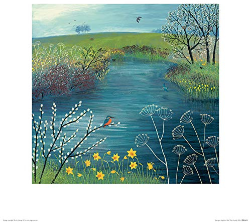 The Art Group Jo Grundy Spring At Kingfisher Pool Paper Art Print, Multi-Colour, 40 x 40 x 1.3 cm