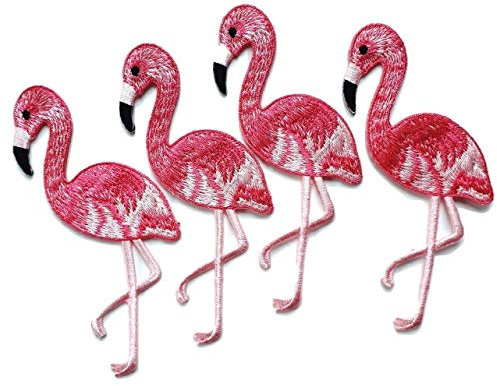 Aufnäher Iron on Patches für Jacken Jeans Kleidung Aufbügler Applikation Stickerei Flamingo Schar