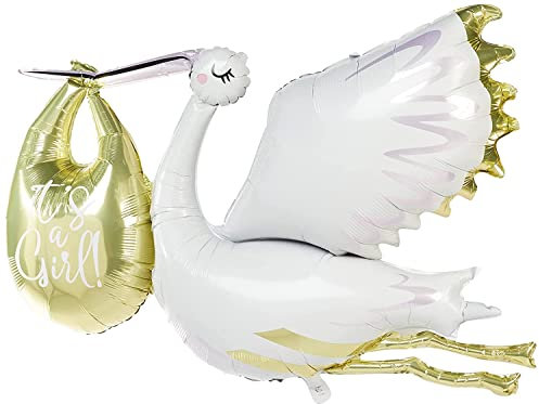 Unique Riesiger Storch-Folienballon mit Aufschrift 'It's a Boy' (157 cm), perfekt für Babypartys und Geschlechtsoffenbarungspartys, 1 Stück