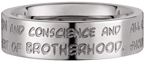 GILARDY GHR-R3WH18 Human Rights Ring R3 Edelstahl Gravur Menschenrechte (White/Silver, 57 (18.1))