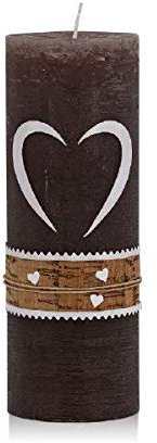 Hochzeitskerzen Rustik Herz 190 x 68 mm mit Namensverzierung aus hochwertigen Wachsbuchstaben und Sichtkarton