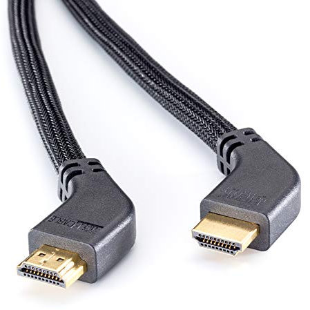 Eagle Cable by INAKUSTIK – 10011008 - Deluxe High Speed HDMI 2.0b Kabel mit Ethernet | gewinkelte Stecker für platzsparenden Anschluss | 0,8m in Schwarz | 2160p - ARC - HD Audio | mit Geflechtschirm