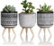TERESA'S COLLECTIONS 3 Pot de Plantes Succulentes Artificielles en Céramique avec Support pour Décoration Chambre Salon Intérieure, Mini Plante Verte à Motif Géométrique,Cadeau Femme