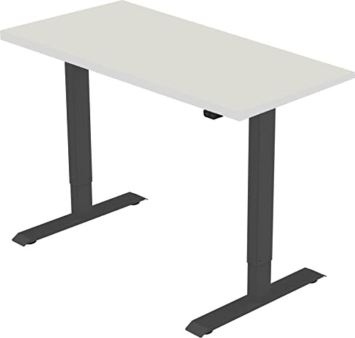 celexon Bureau réglable en Hauteur électrique Economy 71–121 cm Noir | Plateau de 125x75 cm Blanc | Travail Ergonomique Assis ou Debout | idéal pour Bureaux et télétravail