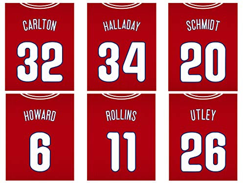 Philadelphia Phillies Poster-Set, Vintage-Jersey, 20,3 x 25,4 cm, seidenmatt