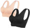 Vertvie Damen Sport BH Spitzen BH Frauen Bustier Lace Bra Dünn Front Closure Push Up Ohne Bügel Top für Yoga Fitness Training Stretch Wohlfühl-BH (XL, B-Schwarz+Hautfarbe)