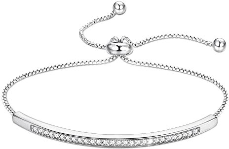 JeweBella Bracelet Femme avec Zircone Cubique Bracelet Réglable en Argent Or Rose Bracelets Amitié Cadeau pour l'anniversaire de Noël Saint Valentin Bracelet pour Femme Filles