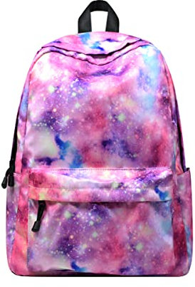 JIANLINST Mädchen Schulrucksack Jungen Teenager Schultasche Wasserdicht Nylon Rucksack Damen Schulranzen Freizeitrucksack Laptop Tasche Rosa-Gelb