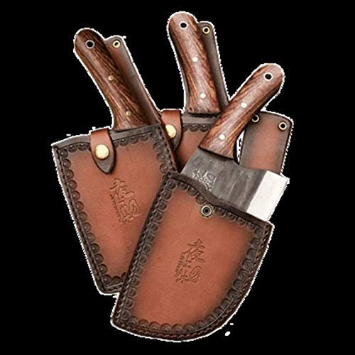 Damast Handmade geschmiedete Metzgermesser Breitklinge Hackmesser Messer chinesischer Kleber Camping serbisches Chefmesser Ebony Holz Griff Werkzeug messerset (Color : Red)