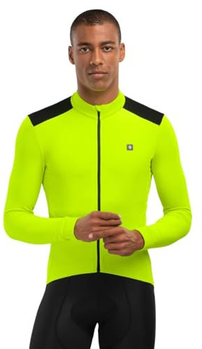 SIROKO - Langärmeliges Thermo-Radtrikot SRX M4 Atlantis - L - Neongelb/Schwarz