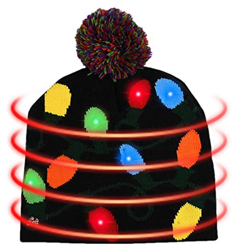 Botiniv Sombrero Ligero de Navidad de Punto, Sombrero LED de Fiesta de Navidad, Cálido Gorro de Punto de Navidad Gorros de Invierno Artículos de Fiesta para Mujeres, Hombres, niños