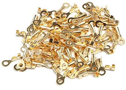 100 Pieces Ring Terminal, Brass Wire Terminals Connector Electrical Cable Lugs Terminals for Car, Automatic Equipment and Batteries - M3 (3.2mm)