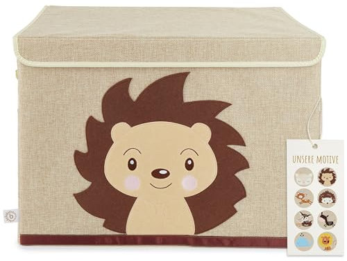 Bieco Aufbewahrungsbox mit Deckel groß für Kinderzimmer - Igel Piksi - Spielzeugkiste mit Deckel Aufbewahrungsbox Kinderzimmer - Sitztruhe Kinder Truhe Aufbewahrung Kinderzimmer Spielzeugkiste Baby