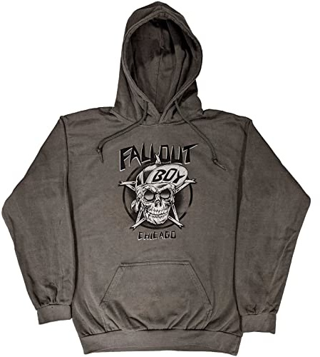 Fall Out Boy Hoodie Suicidal Band Logo Official Unisex Charcoal Grey Pullover L