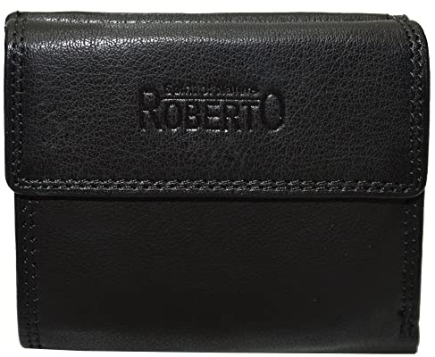 flevado Portefeuille souple Nappa 100% cuir pour femme Porte Carte Porte-monnaie Boîte viennoise avec RFID (noir), Noir , 10,5 x 10,0 x 2,5 cm BHT, Classique