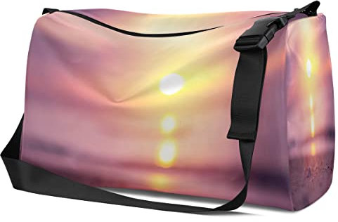 Leder Sport Turnbeutel Sunrise On The Horizon Weekender Tasche für Damen und Herren Handgepäck Strand Reise Seesack, Farbig., S