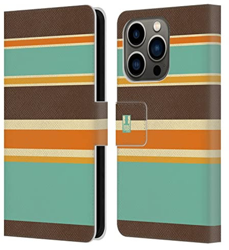 Head Case Designs Orange And Brown Stripes Collection Leather Wallet Case Compatible With Apple iPhone 14 Pro