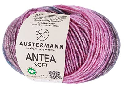 Antea Soft - Farbverlaufsgarn aus einer Baumwolle-Alpaka Mischung - 50g Effektwolle zum Stricken Farbe 05 - Cyclam