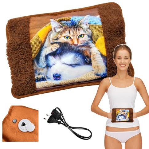 Powersell - Elektrische Wärmflasche 500W | Plüschgefüttert für Weichheit | Wärmespeicherung bis zu 5 Stunden | Hand- & Fußwärmer, Brillenhund, Hund und Katze