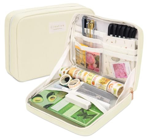 Simple Style Großes Federmäppchen, Easthill federmäppchen mit mehreren Fächern, Federmäppchen Für Kinder, Mädchen Teenager mit Großer Kapazität, Stylische Federtasche für Mädchen & Jungen. (beige)