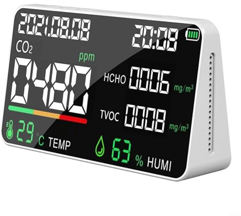 5-in-1 Indoor Air Quality Tester Monitor,Portable Air Quality Detector Measures Carbon Dioxide HCHO TVOC AQI Carbon Dioxide Tester(7 in 1)
