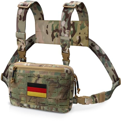 WYNEX Taktische Brusttasche von Laser Cut Design, Molle-Brusttasche Utility Recon Kit Tasche Taktischer Kampf Brustpackung Airsoft Vorderseite Brustkorb Tasche mit Aufnäher