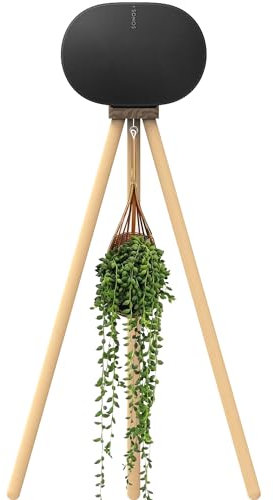 HOOKMEMO Black Walnut Wood Tripod for Sonos Era 300,Wood Stand for sonos Era 300 (Walnut+Beech(33 inches high))
