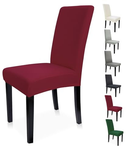 Zindoo Rot Stuhlhussen 4er Set Groß Stretch Stuhlbezug mit Unten Vorrichtungen, Abnehmbarer Waschbar Stuhl Hussen für Schwingstuhl, Esszimmerstühle, Hochlehner