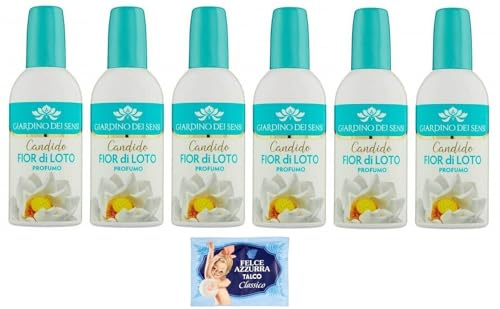 6er-Pack Giardino dei Sensi Profumo Fior di Loto,Parfum für Damen Lotus Blume 100ml + 1er-Pack Kostenlos Felce Azzurra Talkumpuder, 100g-Beutel