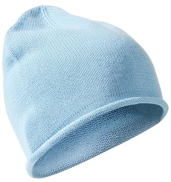 camel active Damen Leichter Strickbeanie aus Baumwolle Hellblau, Womenswear-OS