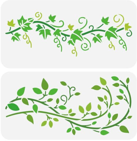 FINGERINSPIRE 2 Stück Weinblätter Schablone Zum Malen 15x30 cm Große Weinreben Zeichenvorlage Kunststoff PET Efeu Weinreben Malschablone Pflanzenthema Vorlage Für Zuhause Wand Möbel Bodendekoration
