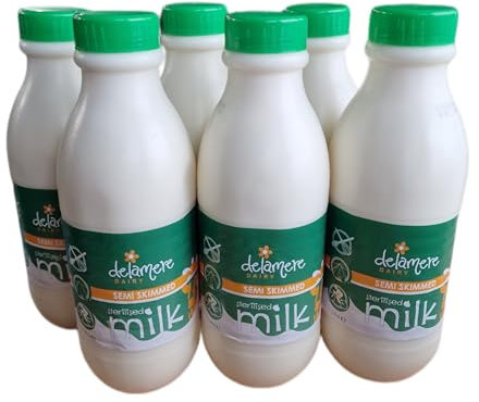 1L Delamere Dairy Sterilised Semi Skimmed Long Life Milk Plastic Bottle (6 x 1Litre)
