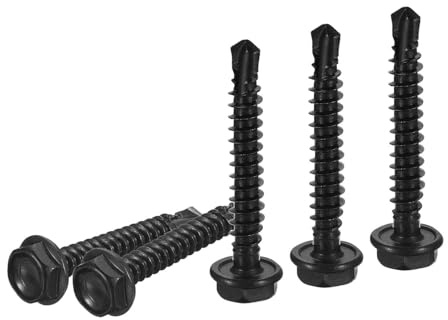 DTGN #8x1-1/4 Testa A Brugola Con Rondella Viti Autofilettanti Autoforanti - Confezione Da 100 - Acciaio Inox 410 Ossidato Nero - Viti Autofilettanti Per Lamiere