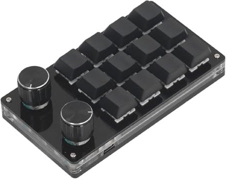 YWBL-WH Makro-mechanische Gaming-Tastatur, 12 Tasten, 2 Knöpfe, OSU-Gaming-Tastatur, Einhändig Programmierbare RGB-DIY-Tastatur