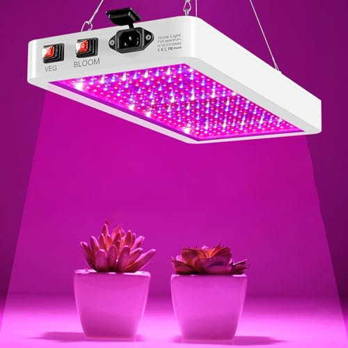 Pflanzenlampe LED Vollspektrum - 1000W 216 LED Grow Lampe Vollspektrum mit Veg/Bloom Doppelschaltern, UV Lampe Pflanzen Grow Light, Hängende Wachstumslampen für Pflanzen, Gewächshaus, Gemüse & Blumen