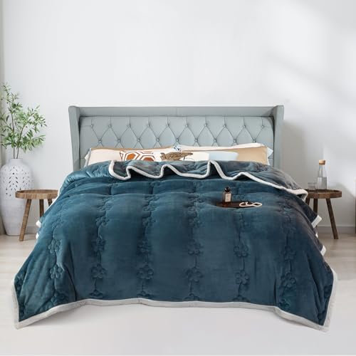 ShowyLive Kuscheldecke Flauschig Decke Sofadecke Fleecedecke Flanell Couchdecke Für Bett Sofa Schlafzimmer Büro- Dicke & Warm Wohndecke für Couch Sofaüberwurf (Blau, 200x230CM)