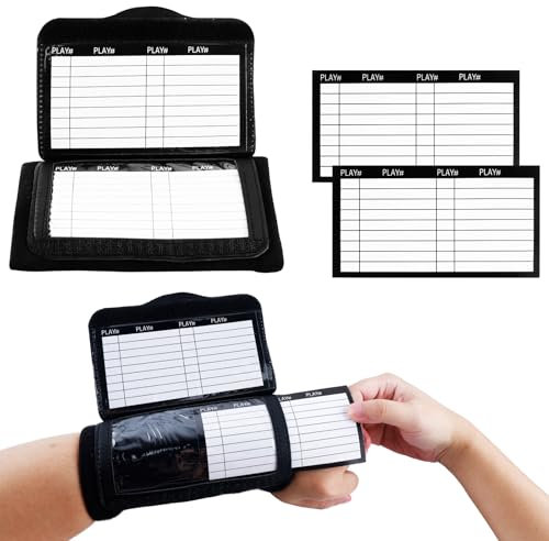Luckwaii Football Wrist Playbook Wrist Coach American Football mit 2 Papierkarte Fold Transparent Football Play Wristbands, Tactical Wrist Coach Teaching Board Sport SchweißBand mit Tasche für Fußball